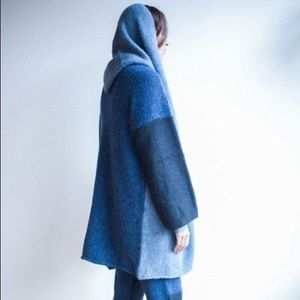 Rare Lauren Manoogian Blue Colorblock Capote Coat